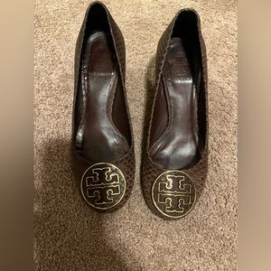 Tory Burch Amy Suede Python Heels